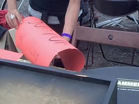 A common amateur downblouse caught in the street