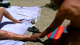 Masturbating to a curvy mature mommy at the nudist beach