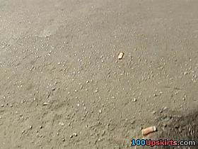 Astonishing outdoor upskirt on bus stop