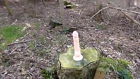 Play and squirt in forest