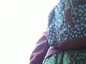 Student upskirt in white crochet tights