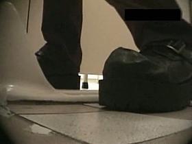 Round butted amateurs spied from behind on toilet cam