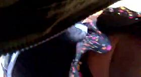 Black skirt with colorful polka dots