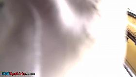 Cute upskirt cutie on a but stop