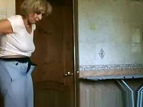 Older woman caught peeing