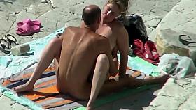 Sex On The Beach. Mature Lovers Fuck In Full View Of Passers By