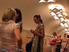 Great view up petticoat in subway