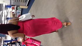 Fat black Milf ass in pink see thru dress