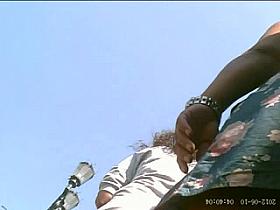 Upskirted a Light Skinned Black Chick - Whoa Nice Bare Ass!