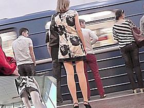 Blondes summer costume upskirt