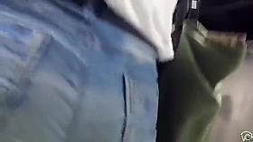 Nice ass on a skinny lass at the train station