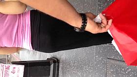 Fat ass Mexican in see thru black skirt