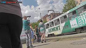 Green leopard costume upskirt