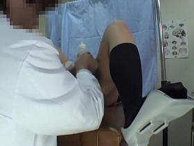 Hairy Jap hottie enjoys some hard drilling during Gyno exam