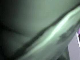 Stretched legs up skirt of real amateur beauty