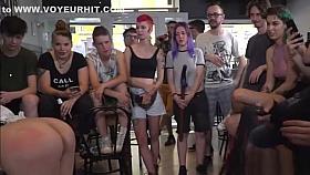 Euro slut fucked in public cafe