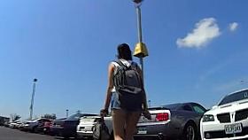Tight Shorts Show Off Her Ass