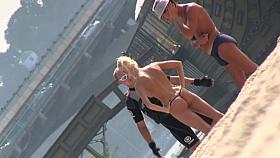 She is talking to a guy with no bra on her titties