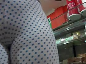 Hypnotic cameltoe on her dotted tights