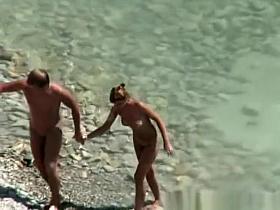 Nudist couple fucking in the shore