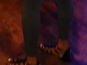 Cameltoe show off for the camera guy and his buddy!