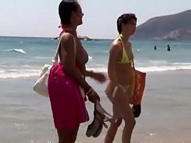 Following slutty girls to the beach