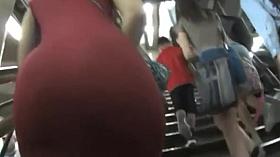 Amazing ass in red dress