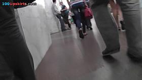 Excellent candid upskirt vids show brunette's panties