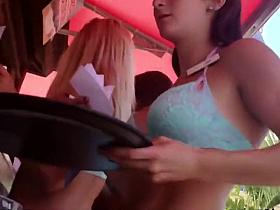 Sexy beach bar waitresses