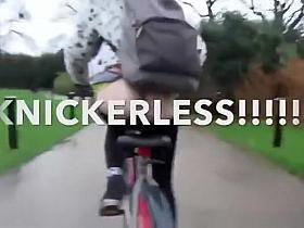 Exhibitionist chick showing her ass in London