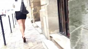 Sexy mini skirt legs high heel