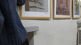 Lifting dress to see stockings tops