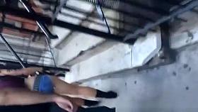 Tattooed chick in tight shorts