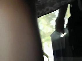 Purple panties under short dress in bus