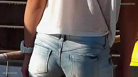 Girl in a sexy tight shorts