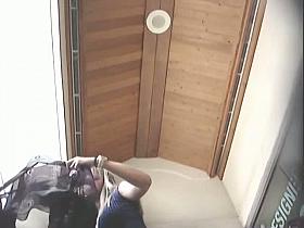 Sexy big breasted blonde filmed in an upskirt porno shopping