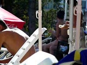 Swimming pool - topless girl