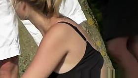Hot blonde park upskirt