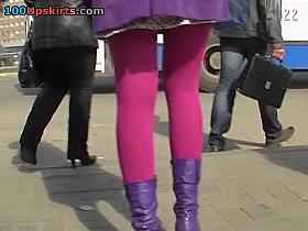 Pink leggins up violet coat