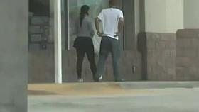 Sexy babe in see-thru pants