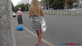 Hawt blondie in outdoor upskirt movie