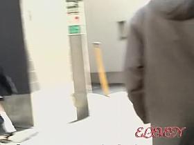 Japanese chick feels the hands of a skirt shark on her linen