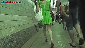 Upskirt shot of bubble ass of a hot auburn bitch