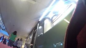 Upskirt of black miniskirt