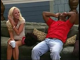 Hot blonde's up skirt shots during a talk show on TV