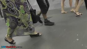 Girls in sexy shorts and light dress in upskirt video