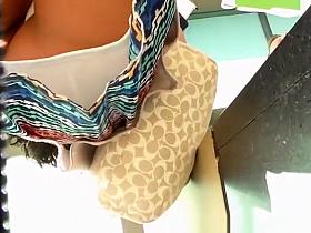 Upskirt specialist secretly films woman's panties