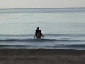 Wild fuck in the water caught by a voyeur