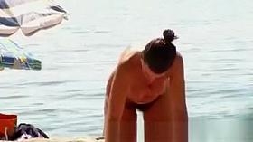 Hairy women on the beach