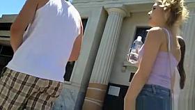 Two beautiful girls walking